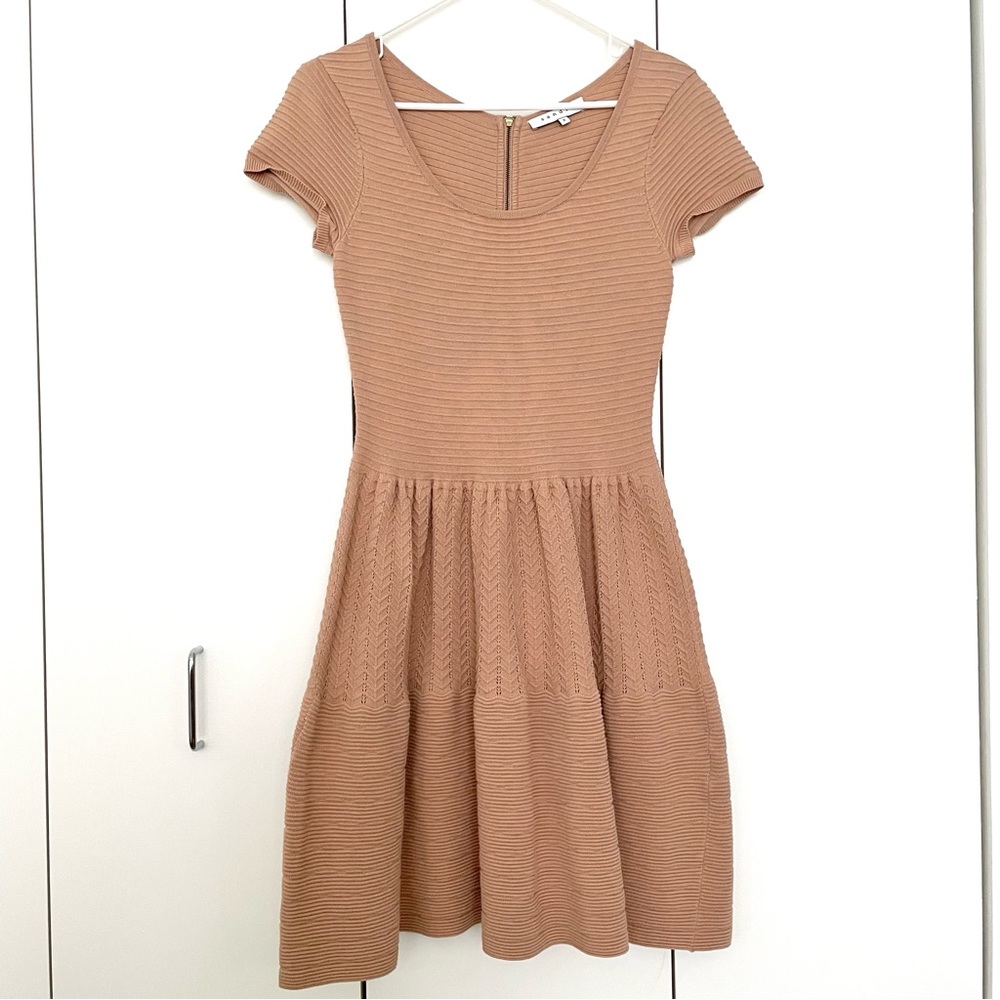 Sandro Ribbed Short Sleeve Scoop Neck Dress